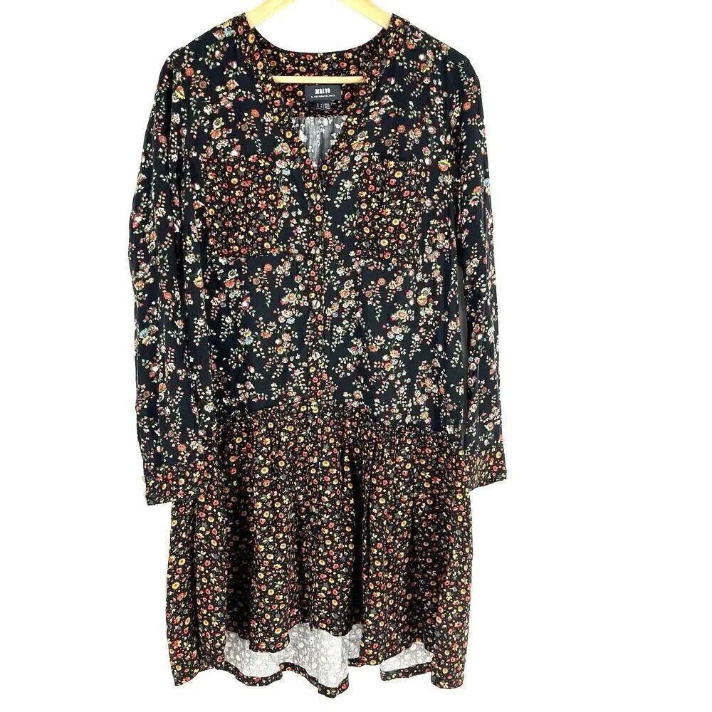 Anthropologie Maeve Dress Size 4 Marlie Cottage Core Floral Print Drop Waist